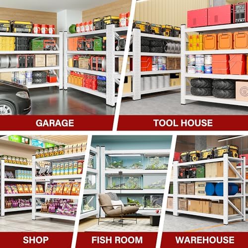 SISESOL Set of 2 48" Wide Heavy Duty Garage Shelving Units,3000LBS 24 Deep Storage Shelves,White Metal Garage Shelves,Large Storage Rack,70 High Steel Shelf,Industrial Shelving for Shop,Warehouse - Image 6