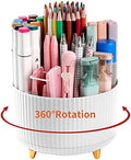 Desk Pencil Pen Holder, 5 Slots 360°Degree Rotating Pen Organizers for Desk, Desktop Storage Stationery Supplies Organizer, Cute Pencil Cup Pot for Office, School, Home, Art Supply, White by EDENMS