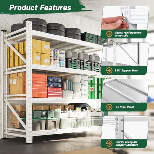 Letaya 4000LBS Storage Shelves Heavy Duty,60" W Garage Shelving Units, 4 Tier Adjustable Utility Rack Shelf,Large Metal Industrial Shelves,for Shop,Warehouse,Basement (60" W x 24" D x 70" H) - Image 5