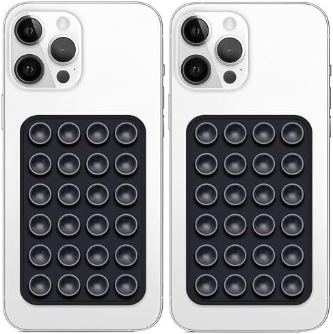 Anteel 2 Pack Silicone Suction Phone Case Mount, Non Slip Sticky Grip for Cellphone, Silicon Adhesive Suction Cup Mount, Strong Grip Holder for Selfies and Videos (Black) by Galundge