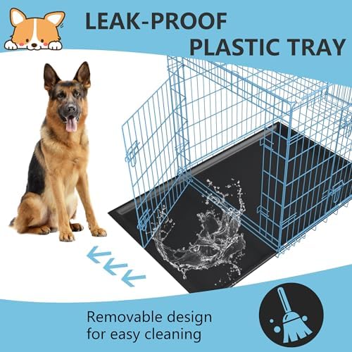 FDW | 48" Foldable Metal Dog Crate | Blue | Cage for XL Dogs - Image 5