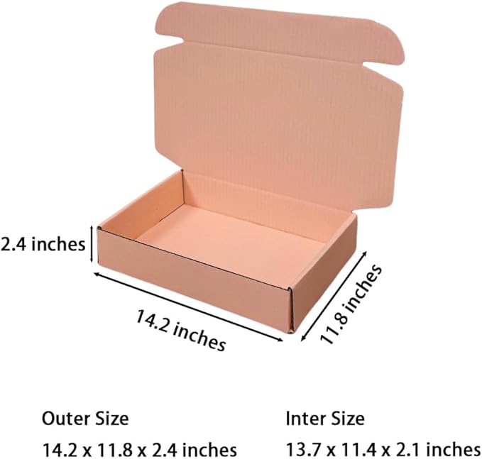 12 Pcs 14.2 x 11.8 x 2.4 inches Large Szie Corrugated Cardboard Gift Boxes - Image 2