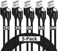 etguuds USB A to USB C Cable, 5-Pack (3/3/6/6/10 ft) Fast Charging Type C by etguuds