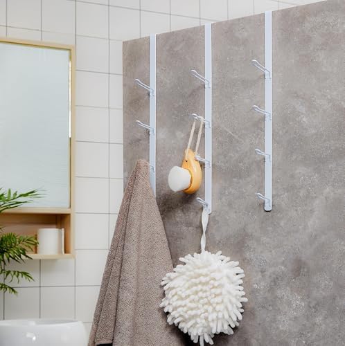 Over Door Towel Hooks: Space-Saving Overdoor Hanger Hook for Towels, Clothes, Coats – Vertical Storage Door Hook Organizer, Heavy-Duty Towel Hook for Bathroom & Closet, White, 3 PCS,for 1.7'' Doors - Image 6