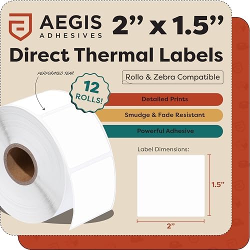 2" X 1.5” Direct Thermal Printer Labels (10800 Count, 12 Rolls) - Image 2