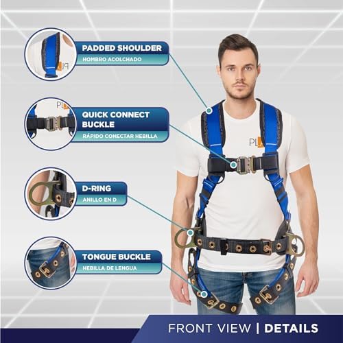 Palmer Safety Hammerhead 5pt Safety Harness Back Padded, QCB Chest, Tongue Buckel Legs Straps, Back & Side D-Rings - Image 2