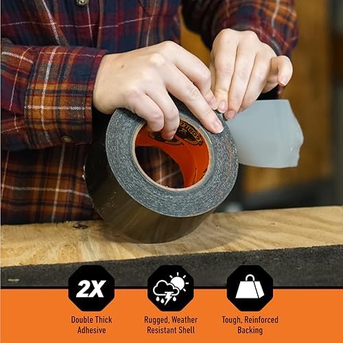 Gorilla Tape Tough & Wide,Black Tape,2.88" x 25 yd - Heavy Duty and Weather Resistant for Indoor or Outdoor,(Pack of 4) - Image 2
