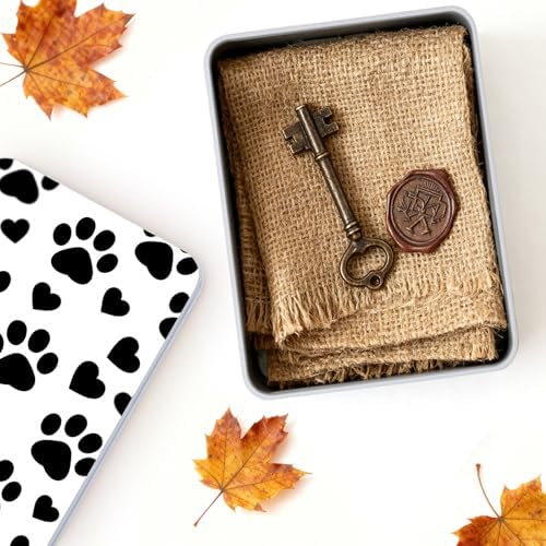 Large Metal Tins Box-7.1” x4.7”x2“ Rectangular Empty Storage Box With Lid Decorative Organizer Storage Tin Case For Office/Cookie/Candy/Jewelry/Photo/Letter-Black Dog Paw - Image 4