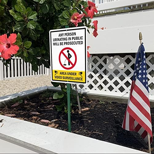 SmartSign 12 x 10 inch “Any Person Urinating In Public Will Be Prosecuted - Under Video Surveillance” Yard Sign with 3 foot Stake, 40 mil Laminated Rustproof Aluminum, Multicolor, Set of 1 - Image 4