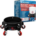 Grit Guard Bucket Dolly with Wheels - Rolling Detailing Wash Bucket with 5 Wheels and 2 Locking Casters Compatible with 2.5, 4, 5 and 6 Gallon Buckets (Black, 3" Red Casters) - Made in the USA by GritGuardInc