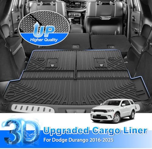 Durango Floor Mats and Cargo Liner w/backrest Mat Fit for Dodge Durango (7-Seater) 2016-2025 2026, All Weather Floor Liner for Durango Accessories Heavy Duty - Image 5