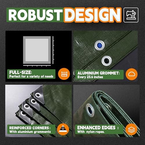 RAINDEWAY 4x4 Feet (2 Pack) Tarps Heavy Duty Waterproof 10.5 Mil Small Tarp - Image 4