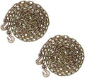 (2 Pack) 1/4" x 16' Transport Binder Chain Grade 70 with Grab Hook - 3150 LBS WLL Transport Binder Tow Chain with Hooks - Towing Equipment - Gold Chromate by MyteeProducts