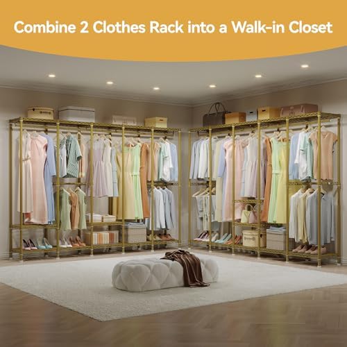 Higeego H5 Heavy Duty Clothes Rack, Freestanding Clothing Rack, Gold - Image 4