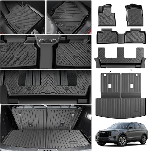 Cartist Floor Mats for Ford Explorer (Only for 7 Seats) 2020-2025 2026, All Weather Cargo Liner for Explorer Accessories, Heavy Duty Car Mats, Car Accessories by cartist