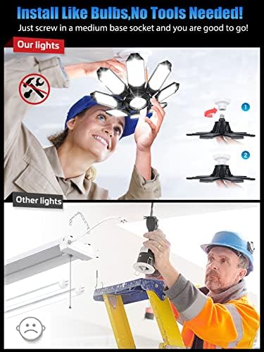 TANBABY 2 Pack Garage Lights, 8+1 Deformable Ceiling Light, 52000LM 6500K - Image 7