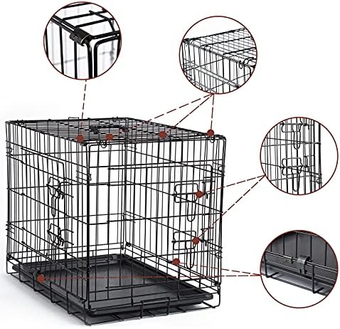DONORO Dog Crates for Small Medium Size Dogs Indoor Double Door Dog Kennels & Houses for Puppy and Cats, Collapsible Metal Contour Dog Cages (Brown, 30.0" L x 19.0" W x 21.0" H) - Image 3