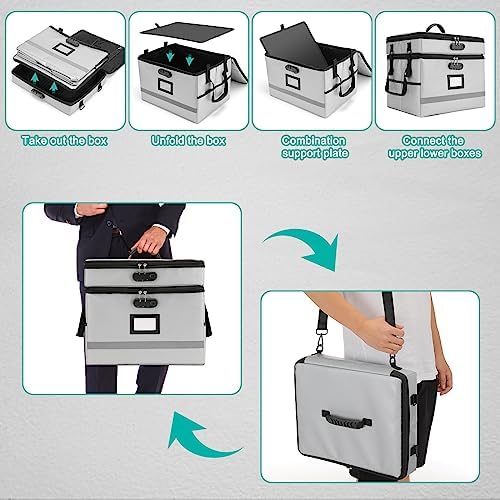 EXLIFBAG Fireproof File Organizer with Lock, 2 Layer - Image 4