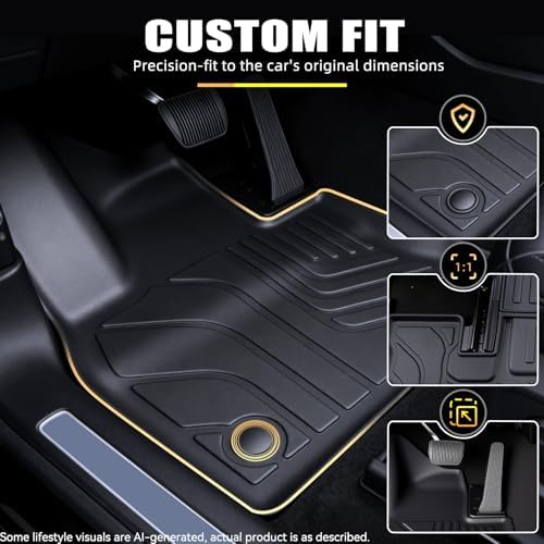 Floor Mats Set for 2026 Volkswagen VW Atlas 7 Seats Bench Seating 2018-2025 Car Mat Accessories(Not Fit Cross Sport), All Weather TPE Cargo Liner Trunk Mat(Floor Mats+2-in-1 Cargo Mat) - Image 2
