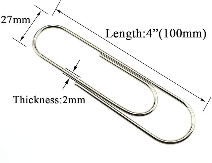 HAHIYO Paper Clips Sturdy 4 inches Length 14 Pack Paperclips Heavy Duty Tight - Image 2
