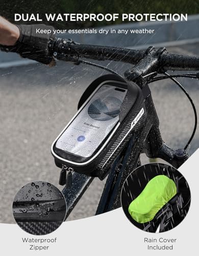 whale fall Bike Frame Bag, Molded Hard Shell, Reflective Bike Phone Holder - Image 4
