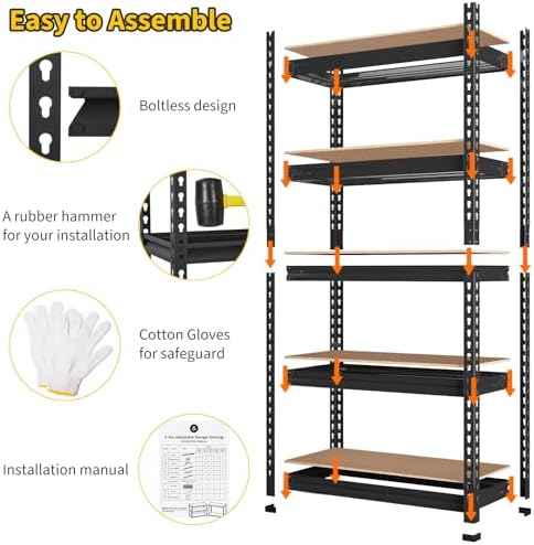 OUTLANE 5 Tier Garage Shelving Heavy Duty,1320 LBS Adjustable Rack Shelf - Image 4