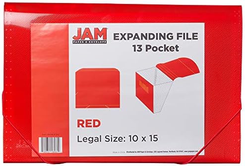 JAM PAPER Accordion Folders - 13 Pocket Plastic Expanding File - Legal Size - 10 x 15 - Red - 2/Pack - Image 3