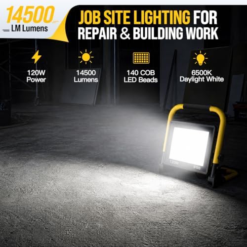 14500LM LED Work Light, 120W Portable Work Light, IP66 Waterproof - Image 2