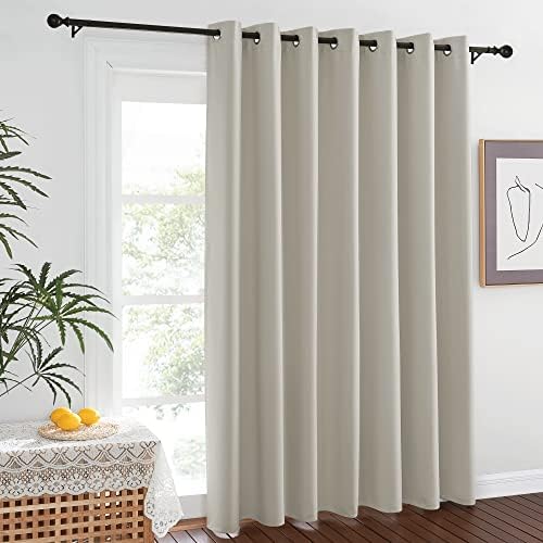 NICETOWN Lower Noise Room Dividers Curtains Screens Partitions, Room Darkening Room Divider for Bookcase, Heavy - Duty Blackout Privacy Curtains (One Piece, 10ft Width x 8ft Length, Natural) - Image 7