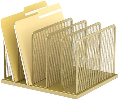 Kuntine.B 5-Section Upright Desk File Organizer Gold 1 Pack by KuntineB