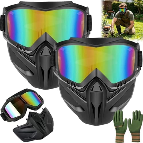2026 Upgraded Detachable Full Face Goggle Mask, Anti-Fog Grass Cutting Goggles for Welding, Riding, Windproof Paintball Mask by Unknown