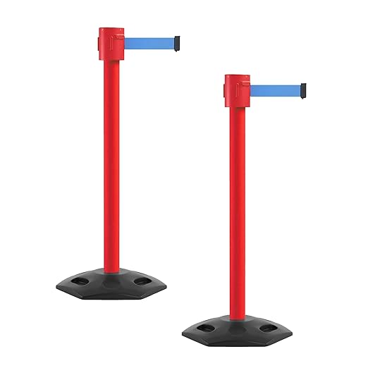 Montour Line MSR760 Set of 2 Retractable Belt Barrier Stanchion, Rubber Base by Montour+Line