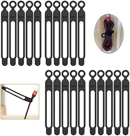 [20Park]UMUST Silicone Cable Ties, Reusable Cable Management Organizer, Cord Tie,Multipurpose Elastic Cord Organizer for Bundling and Fastening Cable Cords Wires(black) by ELECTRONICACCESSORIES