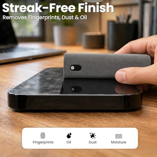 EVEO Car Screen Cleaner Spray and Wipe -2-in-1 iPhone Cleaner, iPad Screen Cleaner & Phone Screen Cleaner - Touchscreen Mist Cleaner for Laptop, Computer, MacBook and More - 2 Pack (Grey & Purple) - Image 5