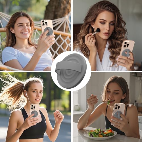 Magnetic Phone Grip for MagSafe, Silicone Ring Grip, Gray - Image 2
