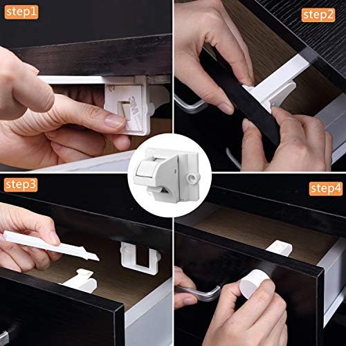 Vmaisi Adhesive Magnetic Locks for Cabinets & Drawers (32 Locks and 4 Keys) - Image 5