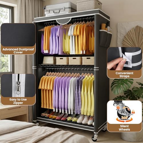 Clothes Rack With Cover, Heavy Duty Clothing Rack for Hanging Clothes - Image 2