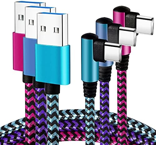 Teeind USB C Cable 6ft 3Pack, 90 Degree Right Angle Nylon Braided Cord by Teeind