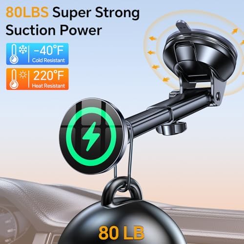 Coolpow for MagSafe Car Mount Charger【Ultra Magnet】Magnetic Phone Holders for Your Car Charger Magnetic Wireless Car Phone Holder Charger Car Accessories for Women Cell Phone Mount for iPhone 17 16 15 - Image 4