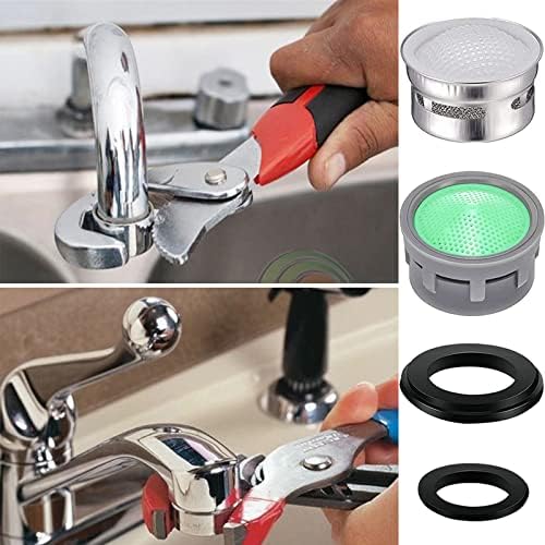 20 Sets of Faucet Aerators with Gaskets 2.2 GPM Plug-in Restrictor Replacement Parts for Bathroom or Kitchen Plug-in Aerators (stainless Steel and Green) - Image 4