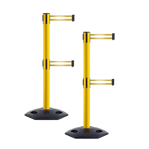 Crowd Control Warehouse CCW Set of 2 Retractable Dual Belt Stanchion Safety by Crowd+Control+Warehouse