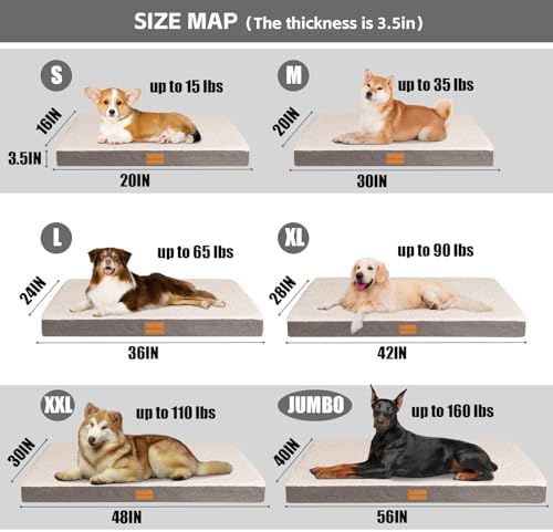 Patas Lague Orthopedic Large Dog Bed Washable Pet Sofa Mat 42''X28'' Ivory - Image 5