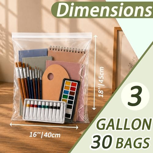 30 Pack 3 Gallon Extra Large Clear Plastic Zipper Bags - Image 2