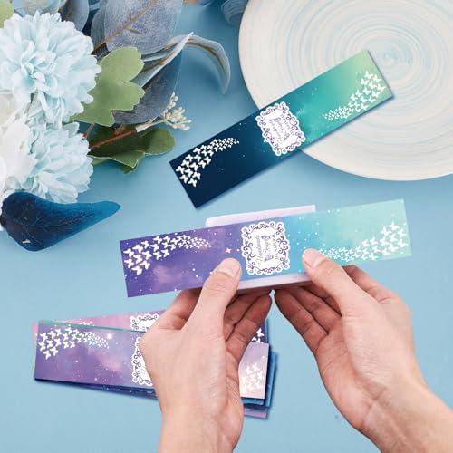 CREATCABIN 100 Pcs Soap Wrapper 10 Styles Starry Sky Art Soap Paper Wrap Tape Vertical Soap Tag Sleeves Covers Band Label Packaging Supplies for Handmade Soap Bars Gift Wrapping 2 x 8.3 Inch - Image 4