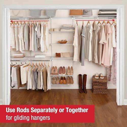 Rubbermaid Configurations Custom Closet Kit 6-10 Ft. Adjustable Metal Wire Shelving White Finish Expandable Organization System Hardware Included for Home Closet/Pantry/Laundry/Mudroom - Image 4