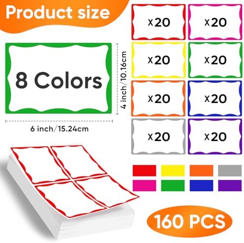 6 x 4 inch Large Moving Labels for Boxes, Packing Labels Stickers for Moving Color Coded Blank Labels Stickers, 160pcs Moving Stickers for Home Organization Projects, Kitchen, Storage Bins(8 Color) - Image 5