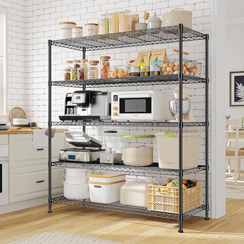 DurayLoly 45"W Heavy Duty 5-Tier 1000LBS Storage Shelves, Adjustable, Black - Image 2