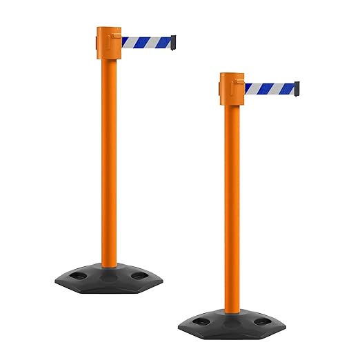 Montour Line MSR760 Set of 2 Retractable Belt Barrier Stanchion, Rubber Base by Montour+Line