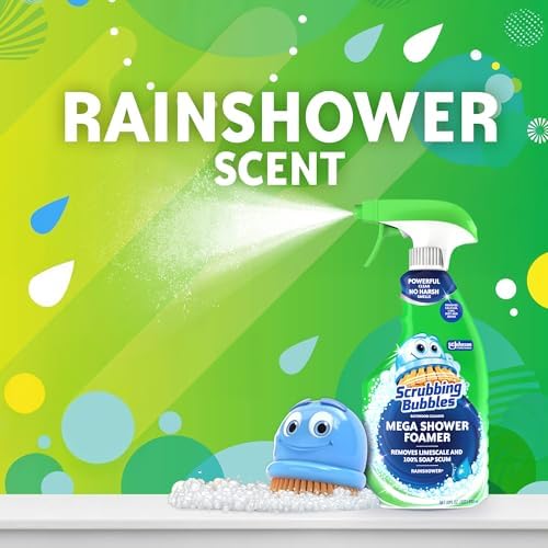 Scrubbing Bubbles Mega Shower Foamer Disinfecting Spray, Multi-Surface Bathroom and Tile Cleaner Grime Fighter, Removes 100% Soap Scum, Rainshower Scent, 32 oz - Image 5