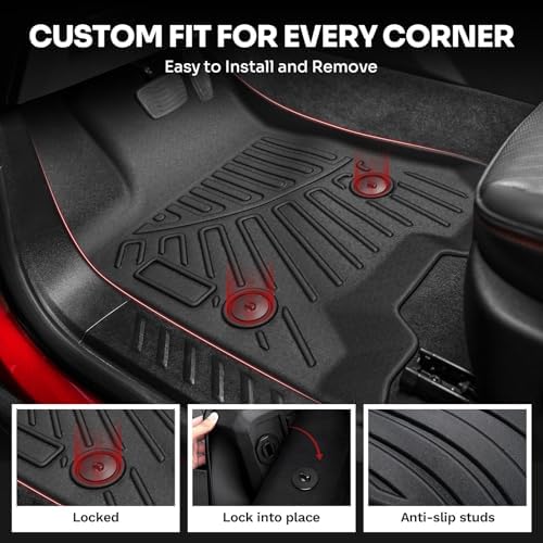 Powerty Floor Mats for 2023-2025 2026 Chevy Colorado/GMC Canyon All Weather 3D TPE Anti-Slip Truck Liners for 1st & 2nd Row Accessories - Image 2